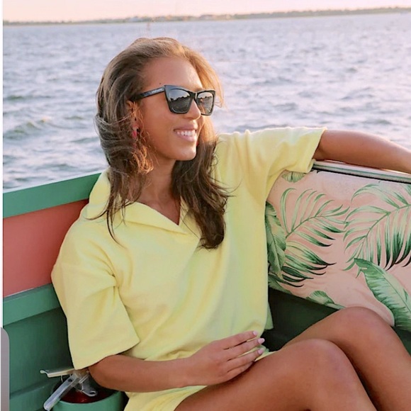 C&C California Yellow Terry Cloth Top size Small - Picture 7 of 12